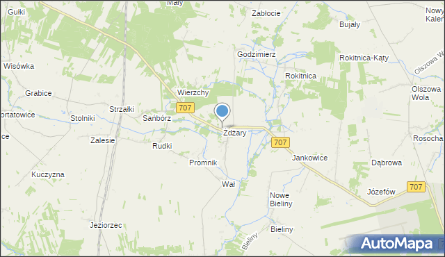 mapa Żdżary, Żdżary gmina Nowe Miasto nad Pilicą na mapie Targeo